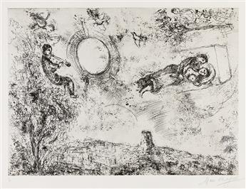 MARC CHAGALL (1887 - 1985) Les Amoureux dans le ciel à St-Paul.